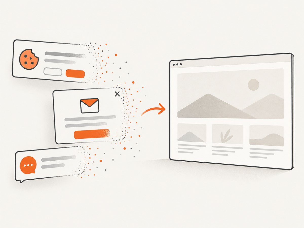 Consent overlays and floating widgets can be removed before an automated capture.