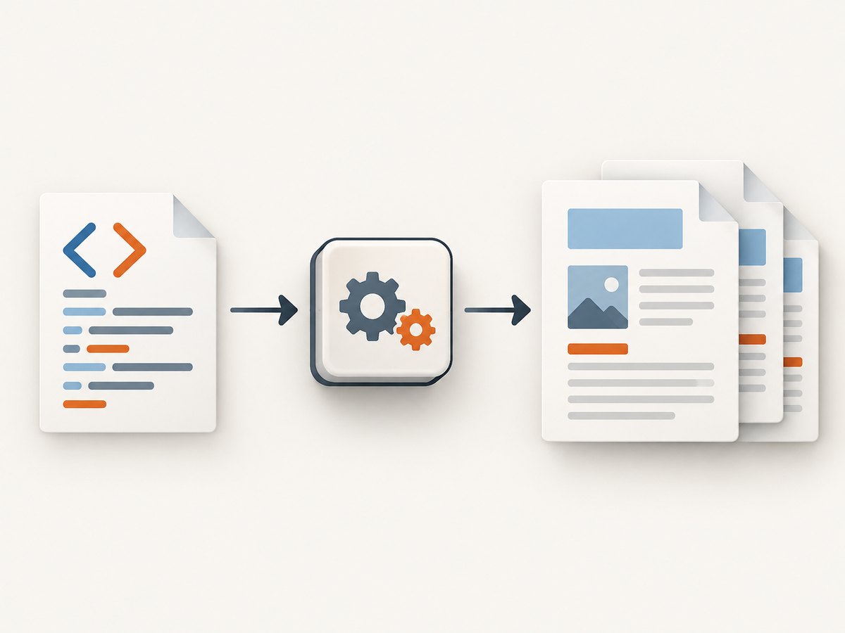The Pega workflow separates preparing printable HTML, converting it, and delivering the PDF.