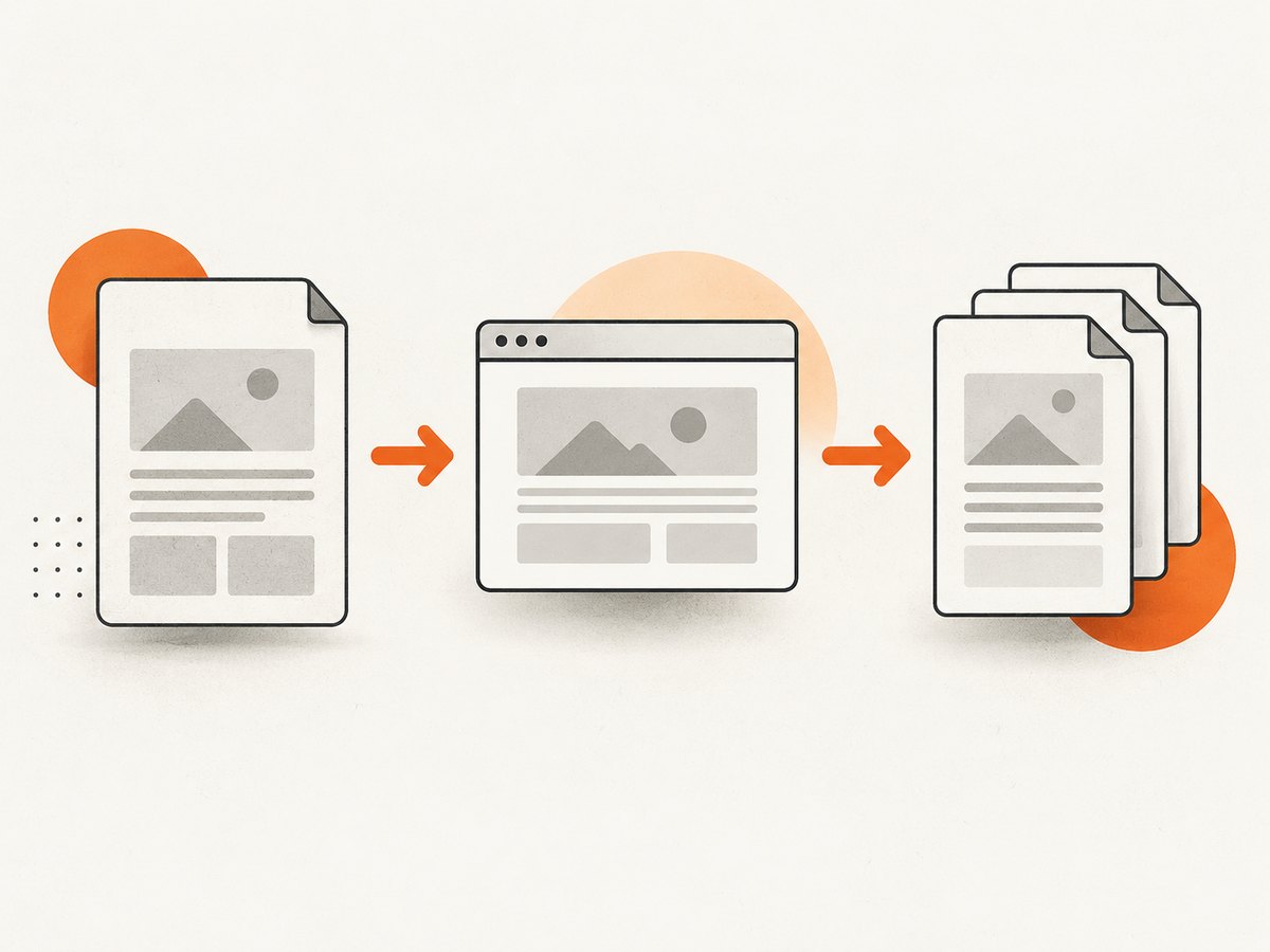 Browser printing renders HTML and applies print CSS before producing PDF pages.