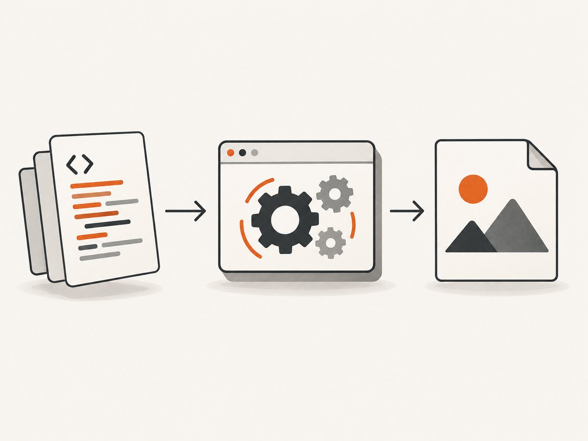 An HTML-to-PNG API renders markup in a browser context and returns image bytes.