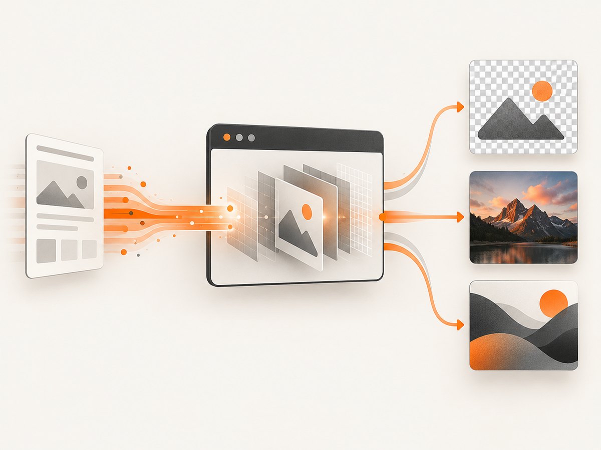 The same rendered page can be captured losslessly, compressed for photographs, or converted into a modern delivery format.