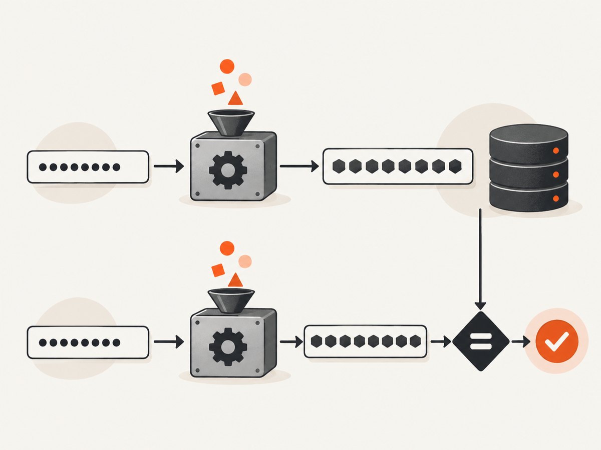 Store password hashes and verify submissions with PHP's password API.