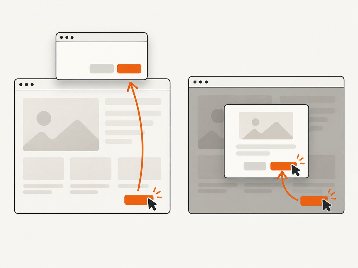 A browser dialog uses the dialog event; a page-rendered modal needs ordinary element interaction.