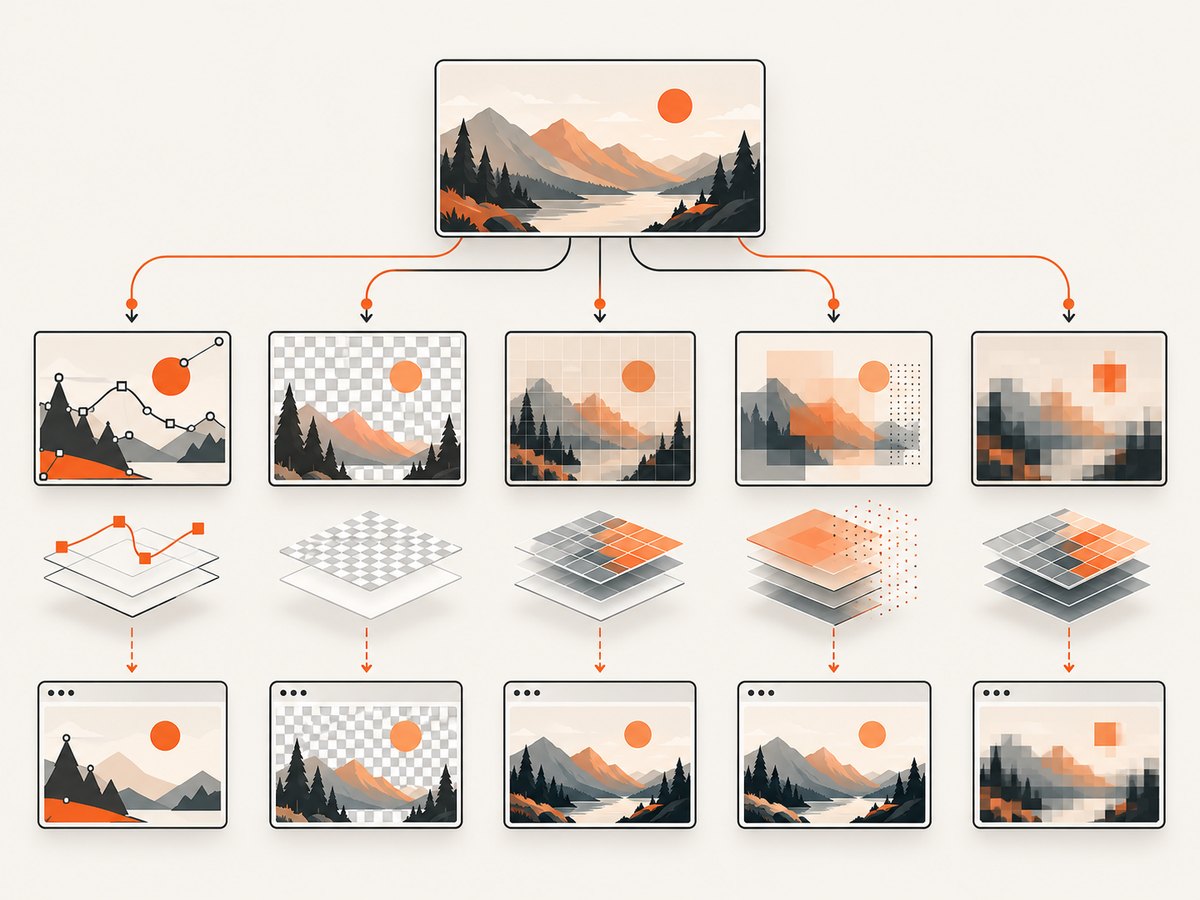 The same visual can require different formats depending on content, transparency and compatibility.