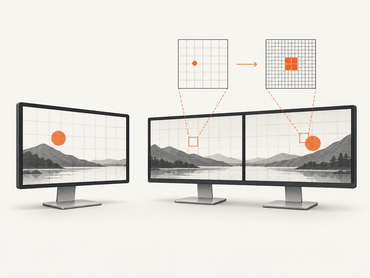 DPI scaling and monitor origins change how coordinate variables map to screenshot pixels.