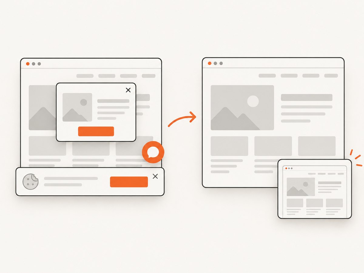 Consent banners, popups and chat widgets can be removed before a hosted screenshot is returned.