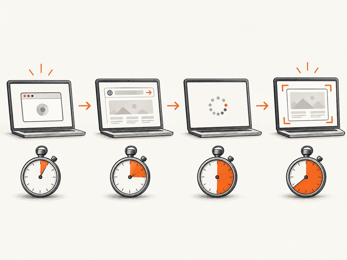 Separate page readiness from screenshot capture and file output when measuring time.