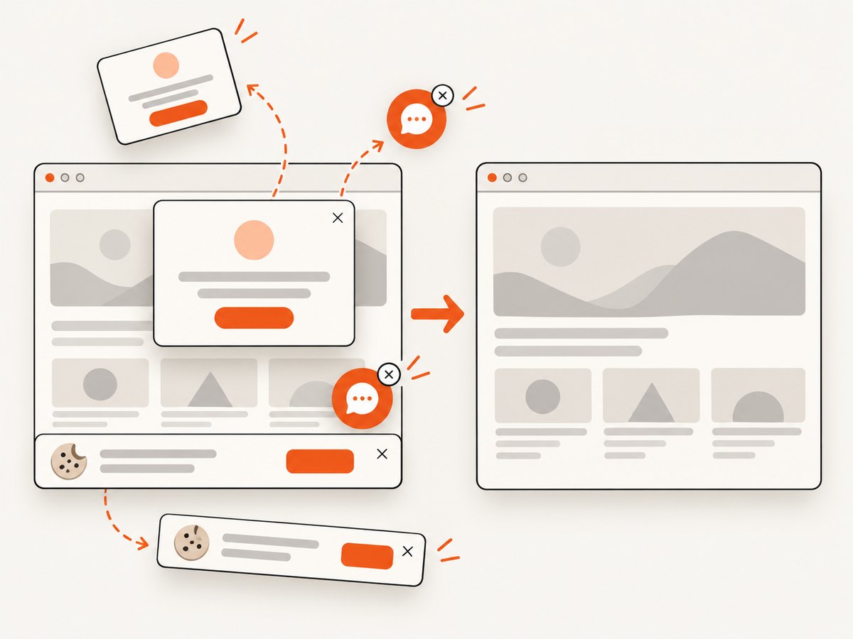 Consent banners and overlays should be handled before the final frame is exported.
