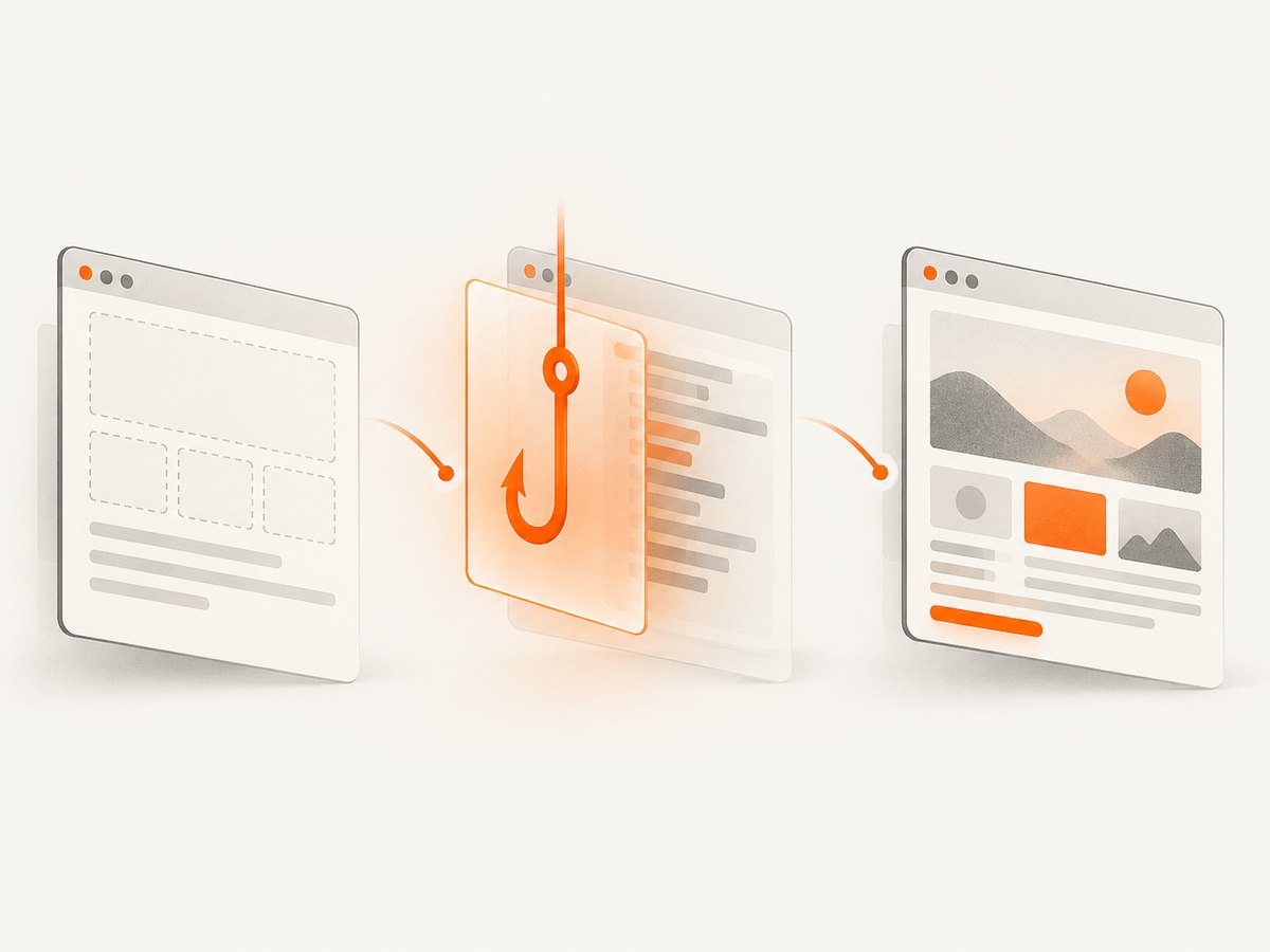 A preload registered with evaluateOnNewDocument runs before the document’s own scripts.