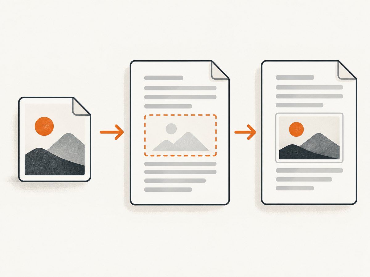 A saved screenshot can be uploaded, positioned, and resized directly in Google Docs.