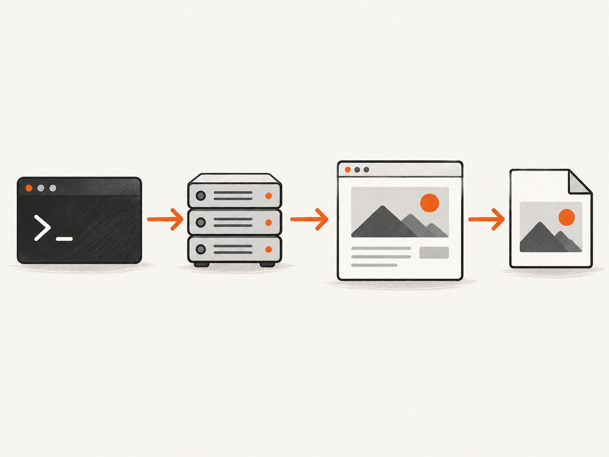 The installation flow: install the package, render HTML, and write an image file.