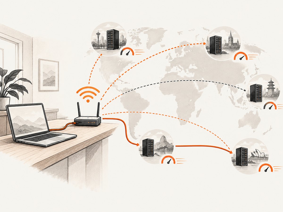 Every speed test measures a particular device, route, endpoint and method.
