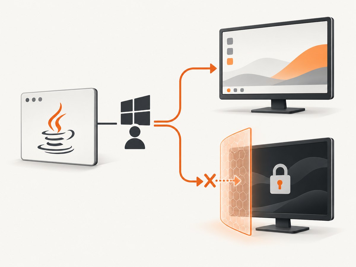 Locking switches the active desktop, so Robot no longer sees the normal application windows.