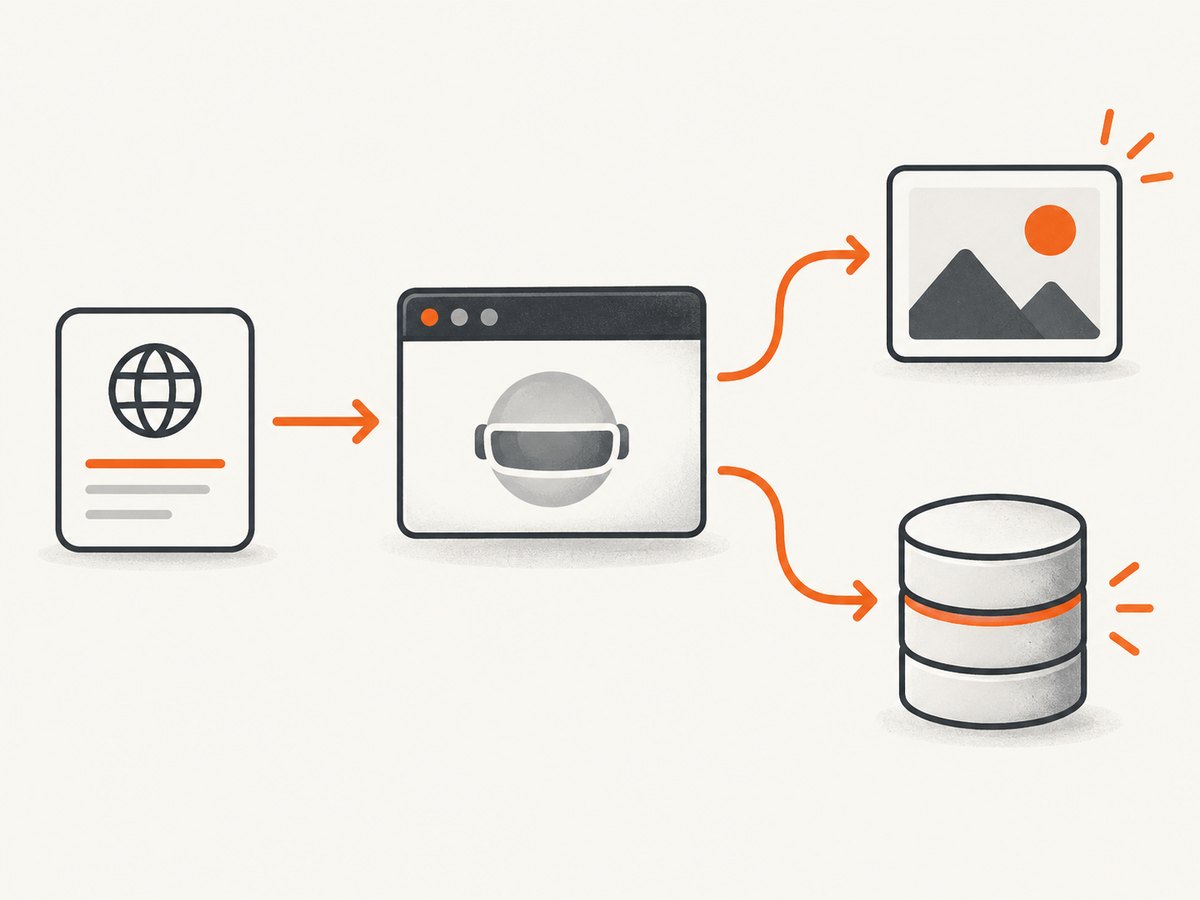A servlet coordinates the request while a browser engine renders and captures the page.