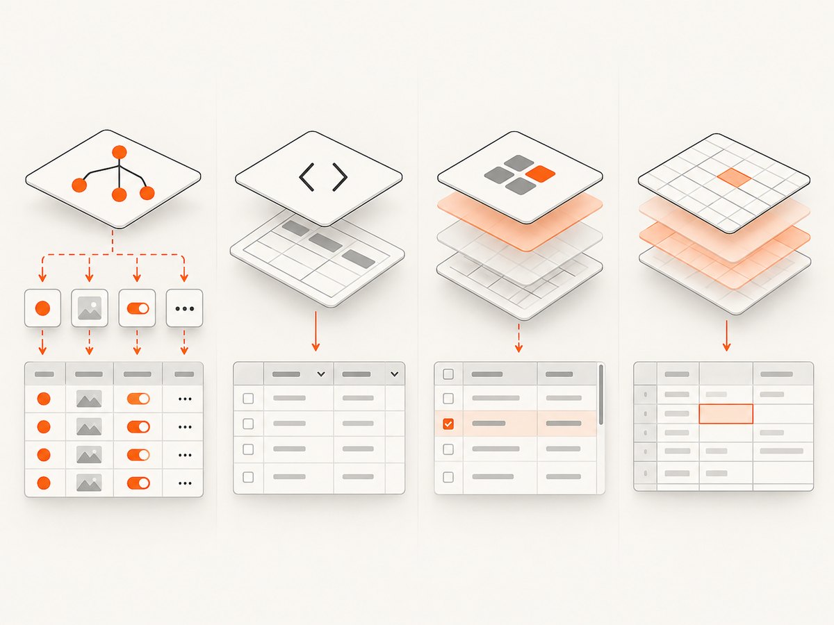 JavaScript table libraries differ in how much interface they provide and how much the application must build.