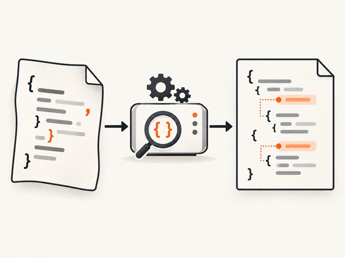 Syntax validation finds malformed punctuation before a formatter or converter runs.