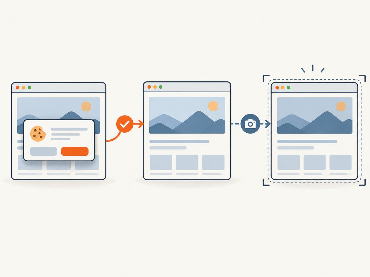 Choose whether the test represents a first visit, a returning visitor, or a visual-only capture before changing banner behavior.