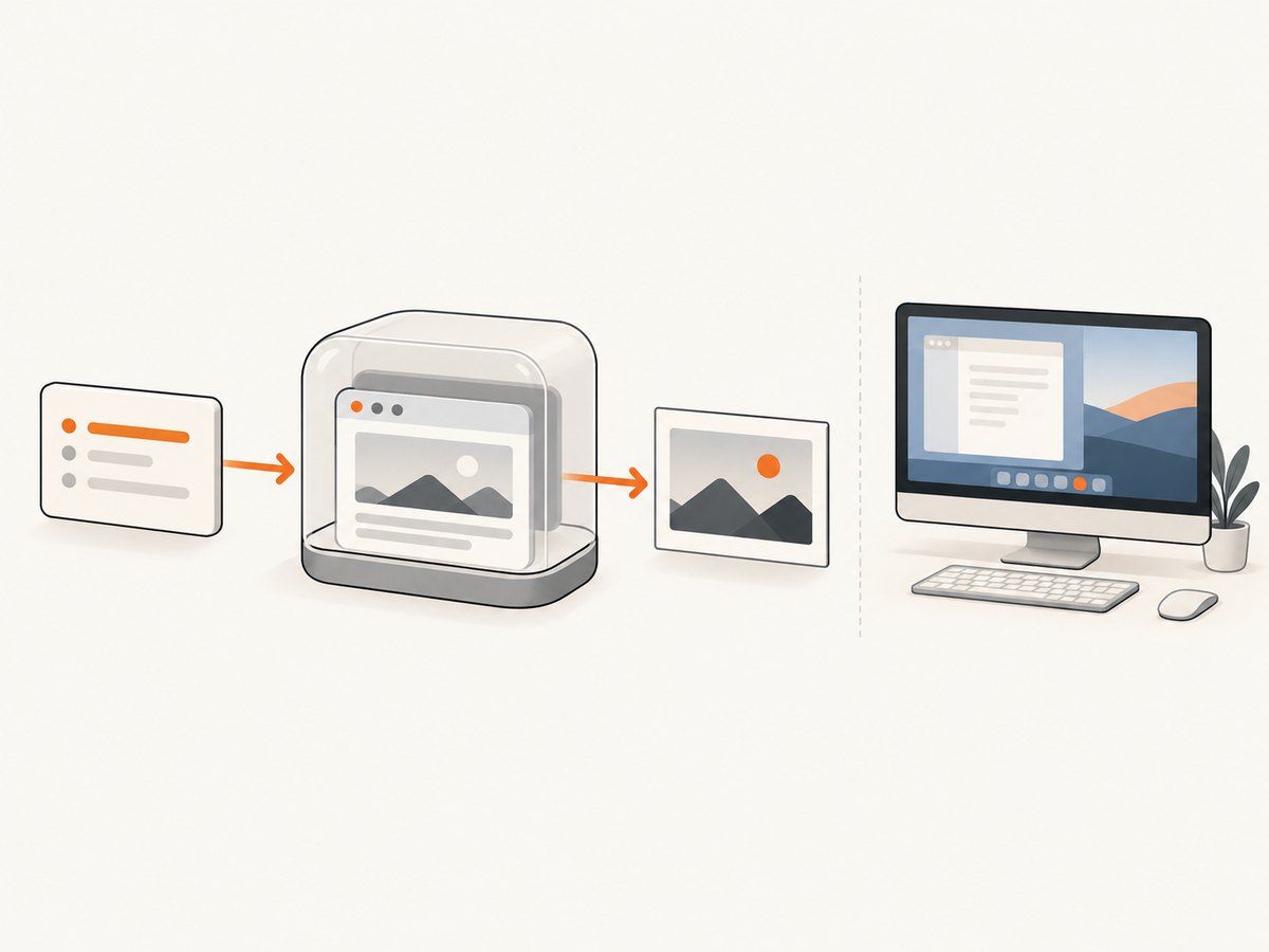Headless capture keeps browser rendering in the background while your active desktop application stays focused.