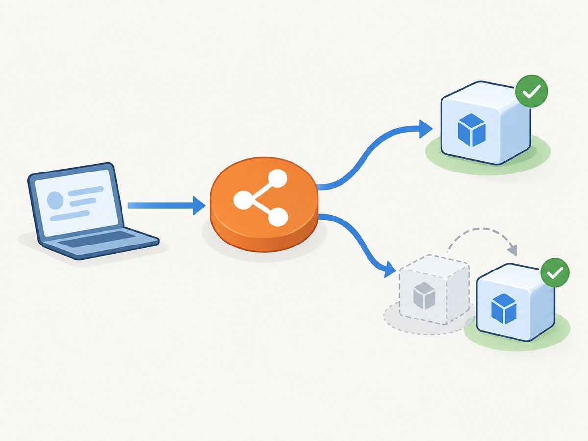 A Service keeps an application's network endpoint stable while Deployment-managed Pods change.