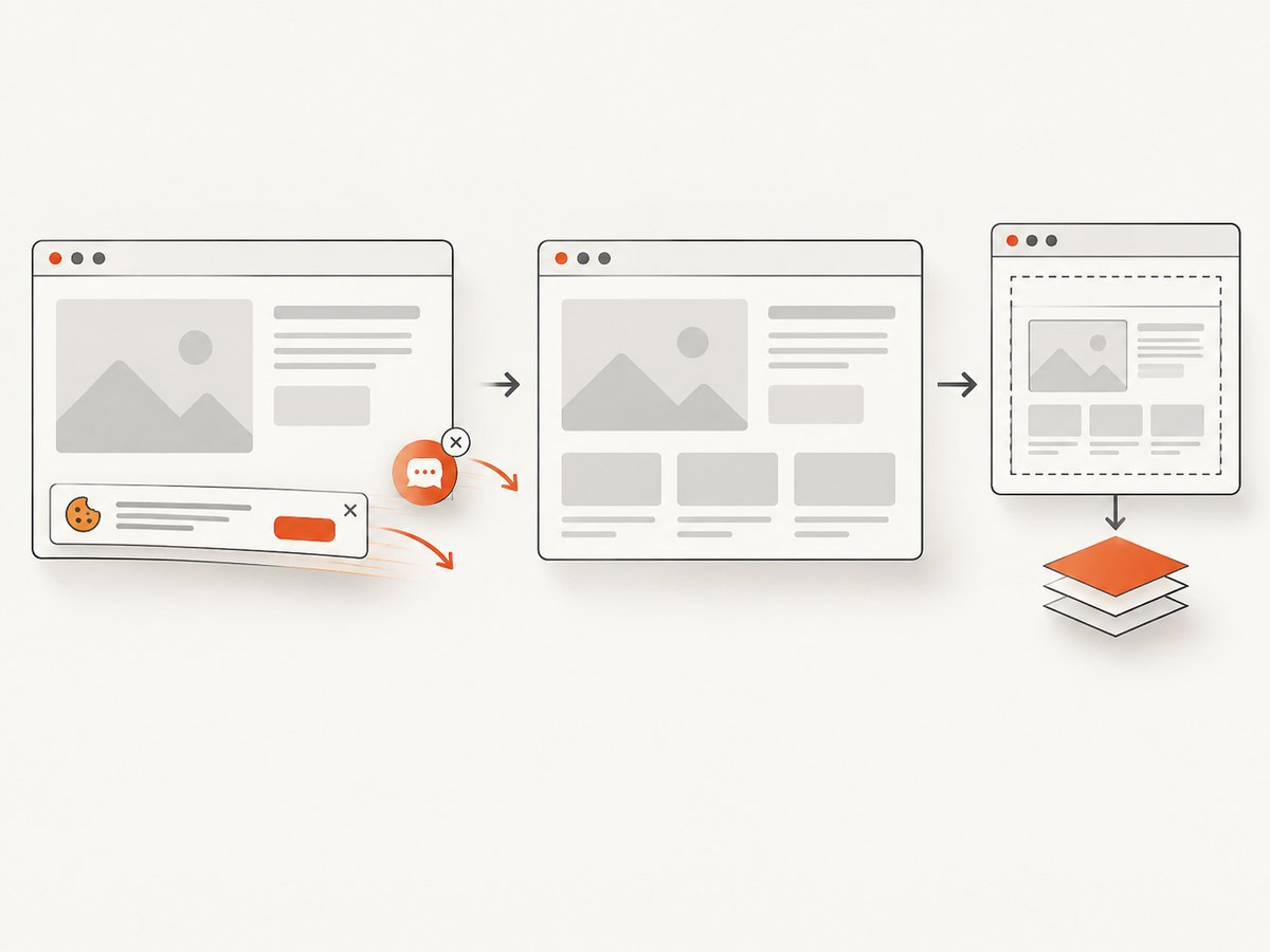 Browser-aware capture can remove consent and overlay elements before storing a visual artifact.