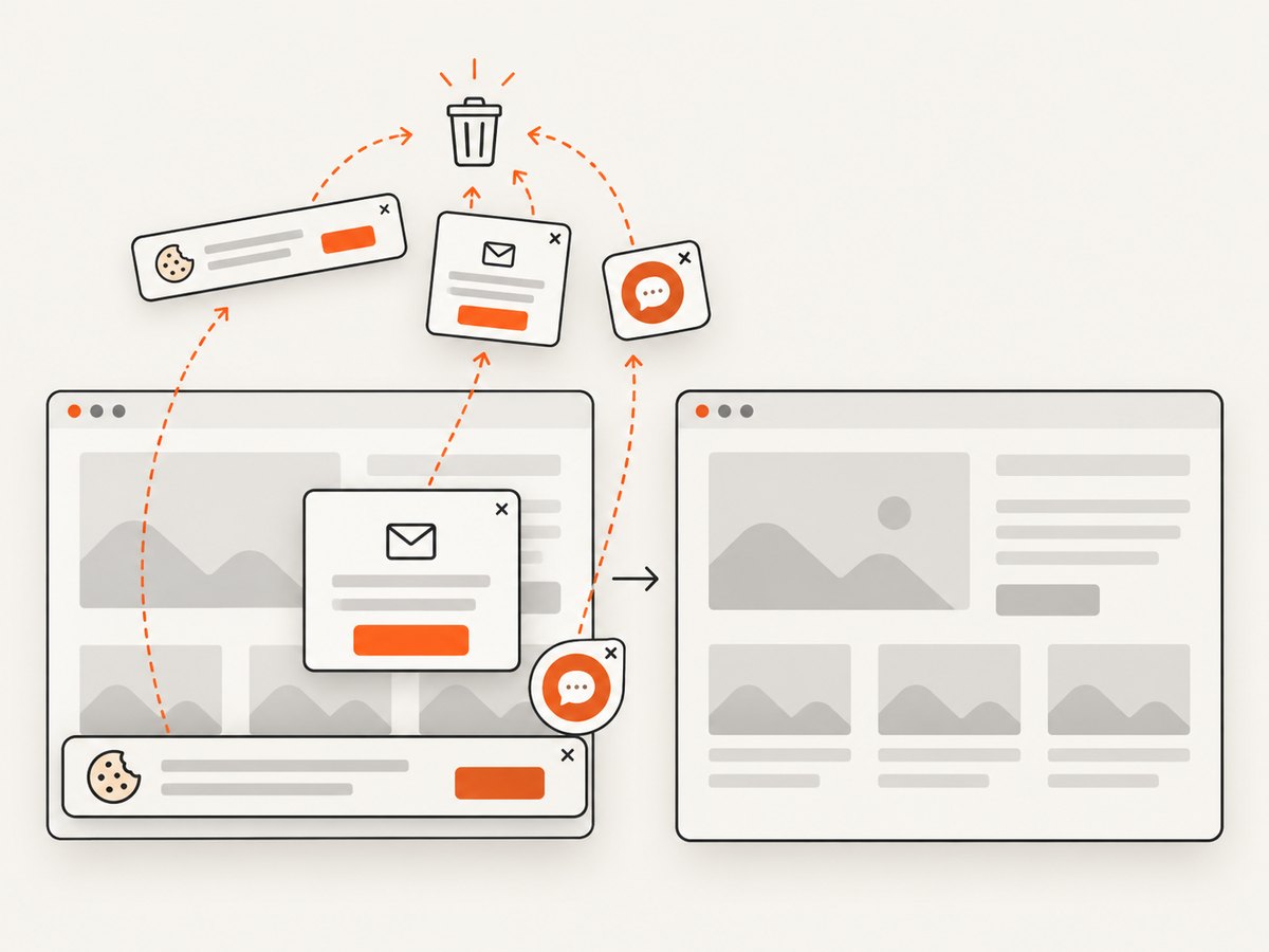 A clean capture removes consent overlays and other obstructive widgets before delivery.