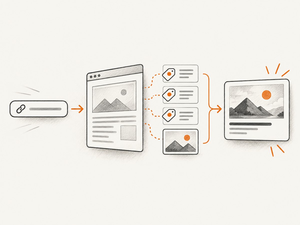 A checker fetches the page and image separately before showing a simulated preview.