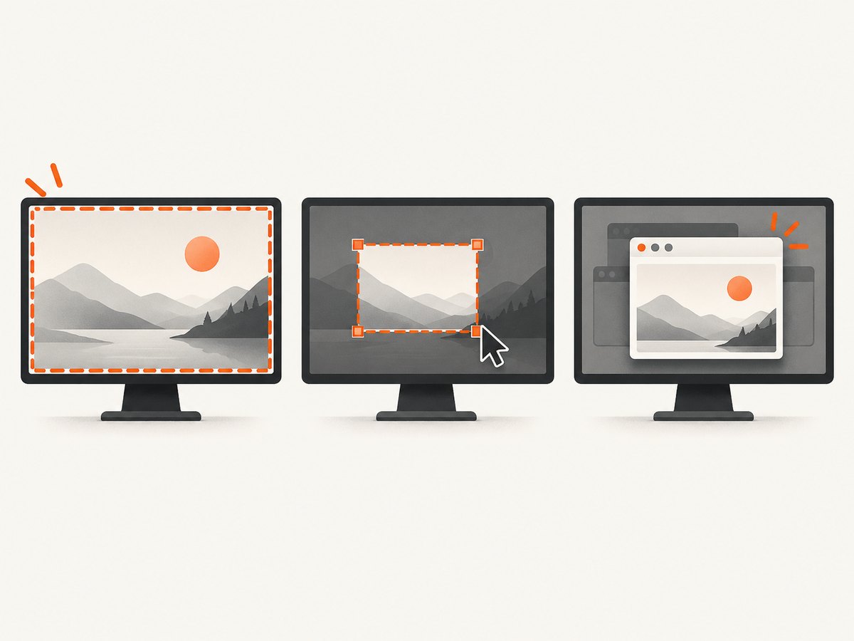 Linux Mint screenshot workflows: capture the desktop, a chosen rectangle, or the active window.
