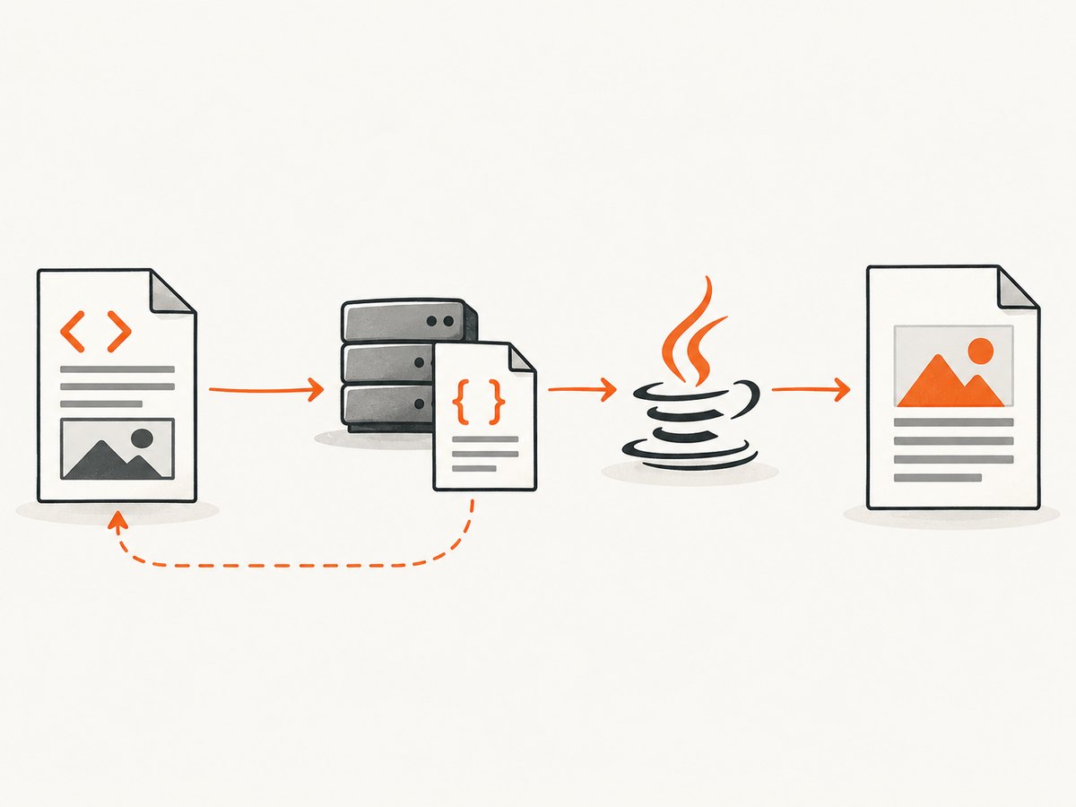 External CSS travels through URL resolution and resource fetching before the renderer creates the PDF.
