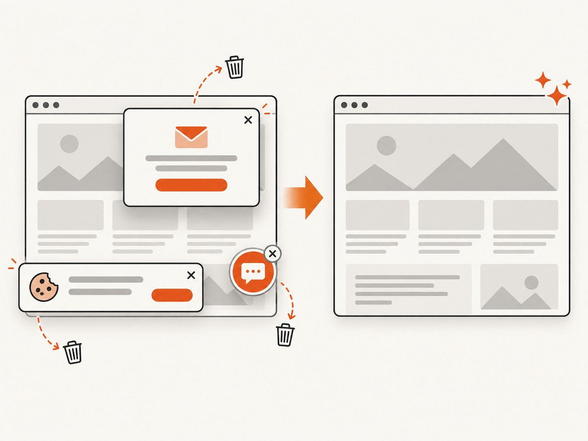 Pre-capture cleanup removes common overlays so the screenshot represents the page content.