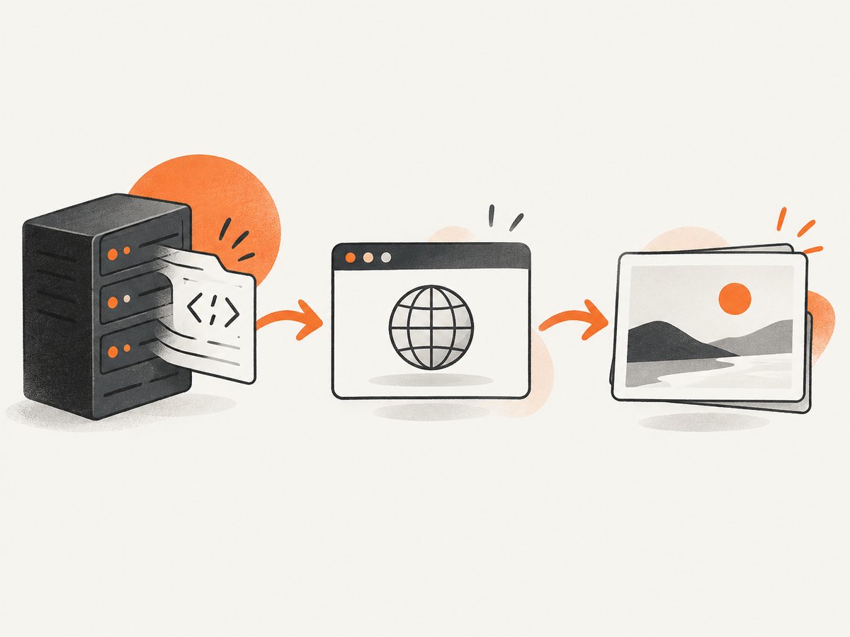 The server-rendering and browser-loading boundary: generate HTML first, then choose setContent or goto.