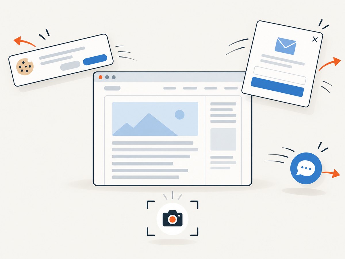 Consent banners and overlays can be removed before an automated capture.