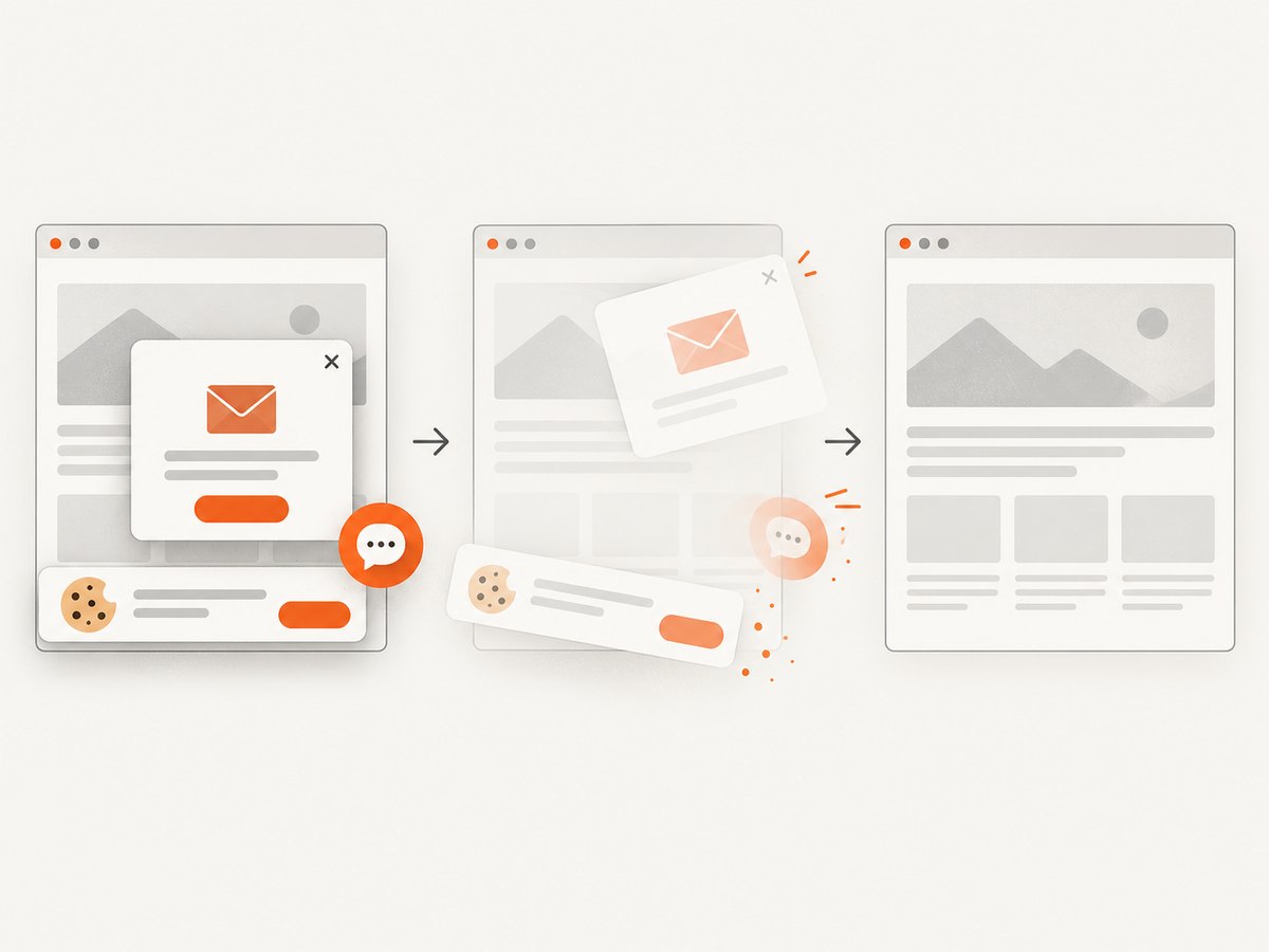 Automated web captures can clear common overlays before saving the page image.