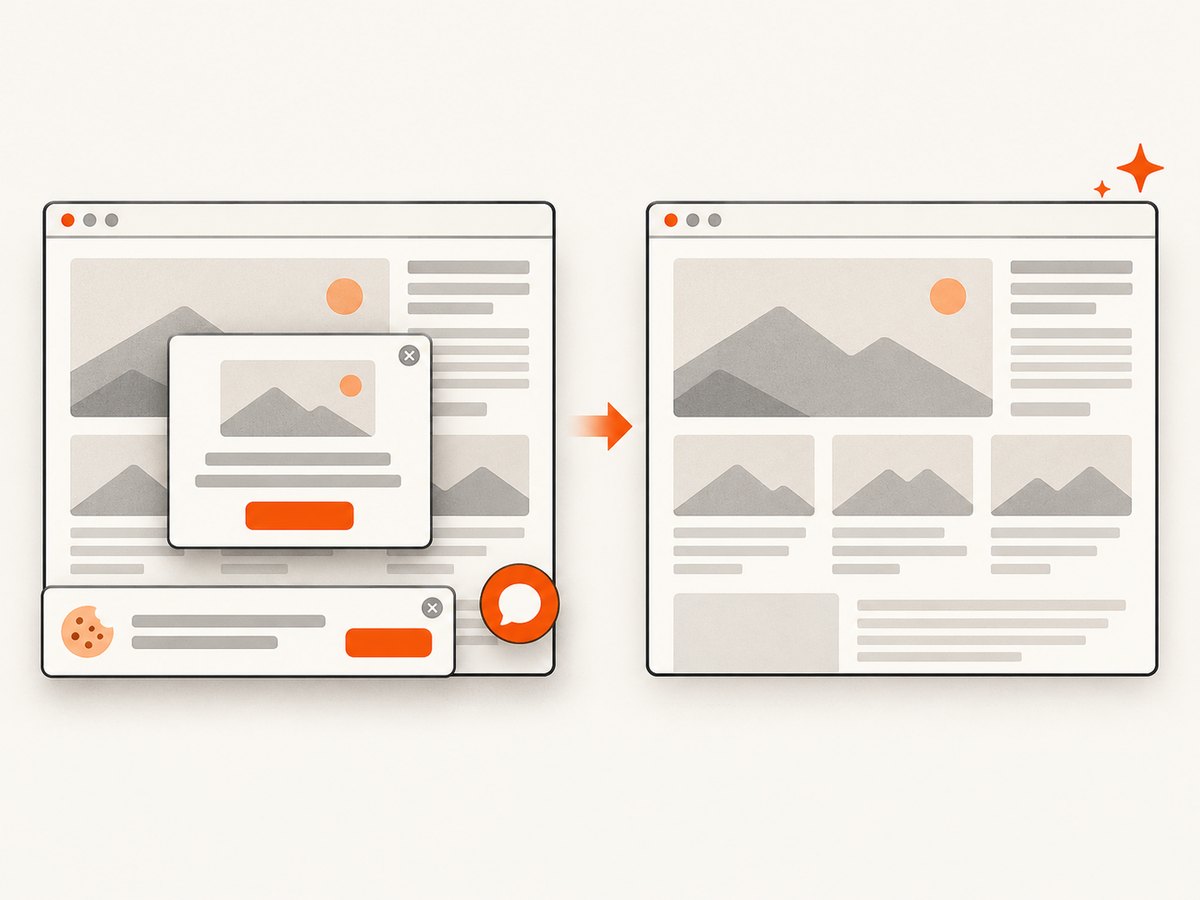 Cleaning overlays before capture keeps the measured screenshot focused on the page.