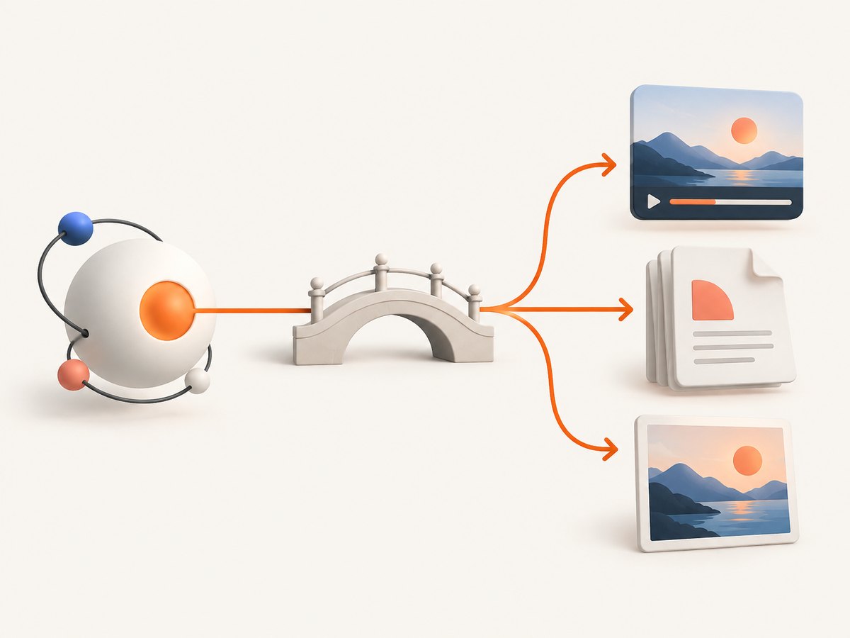 MCP connects the client to a server; the server determines which media tools and outputs are available.
