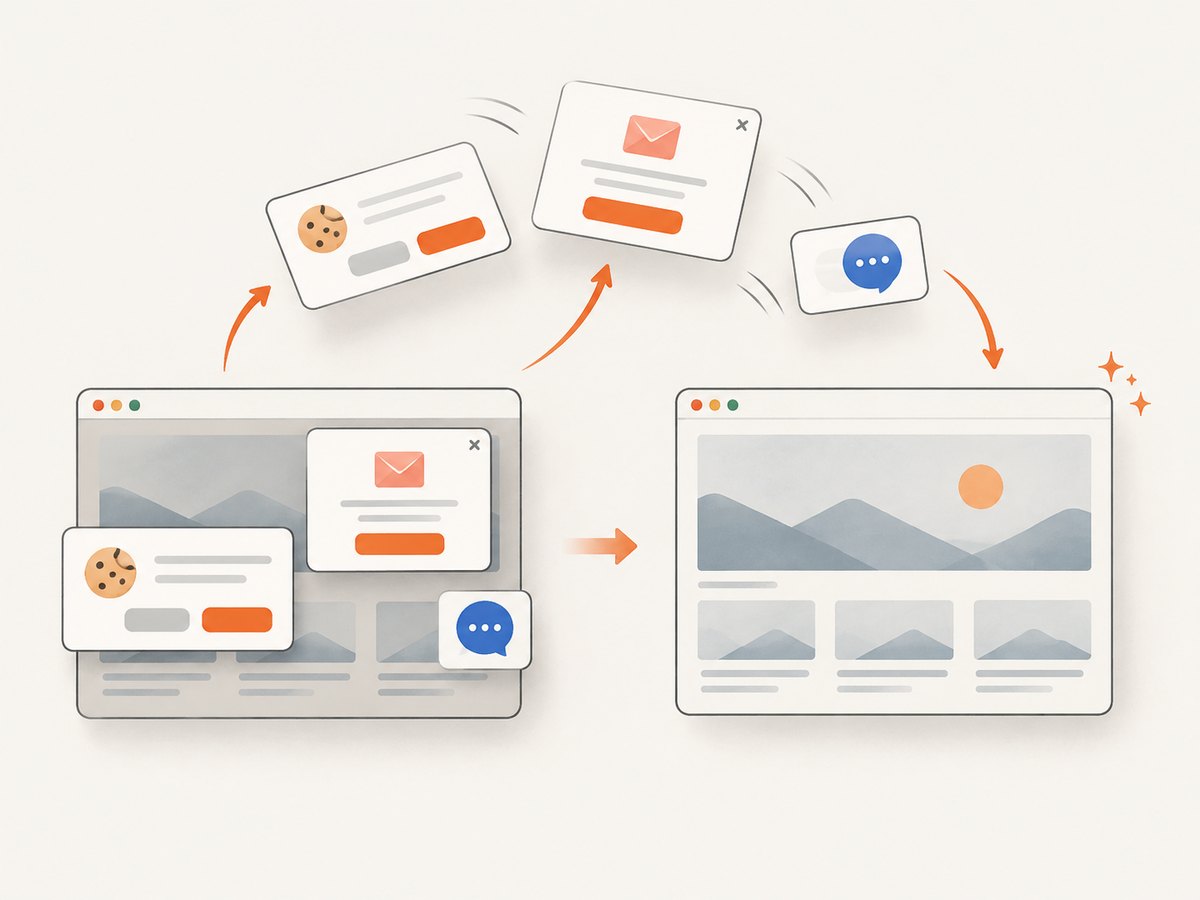 A webpage screenshot workflow can remove common overlays before capture and return a clean image or PDF.