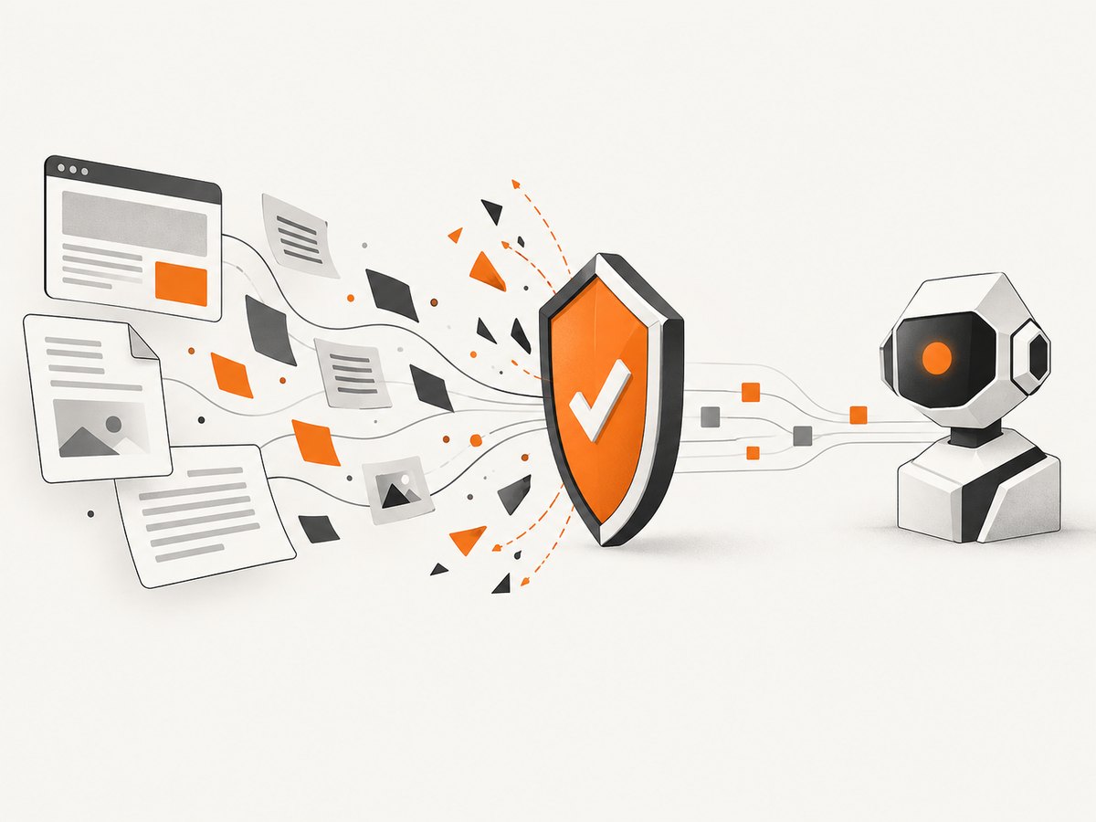 Treat webpages, documents, tool descriptions, and results as untrusted data before a policy check.