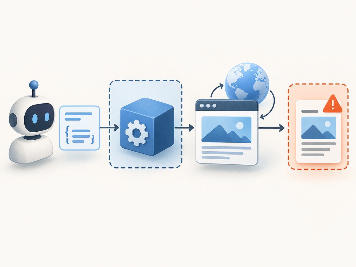 An MCP server controls the operation while the retrieved page remains untrusted data.