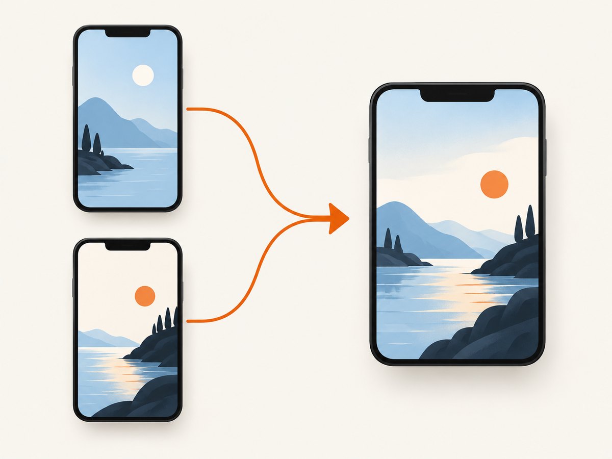 Stitching apps use overlapping content to create one continuous long screenshot.