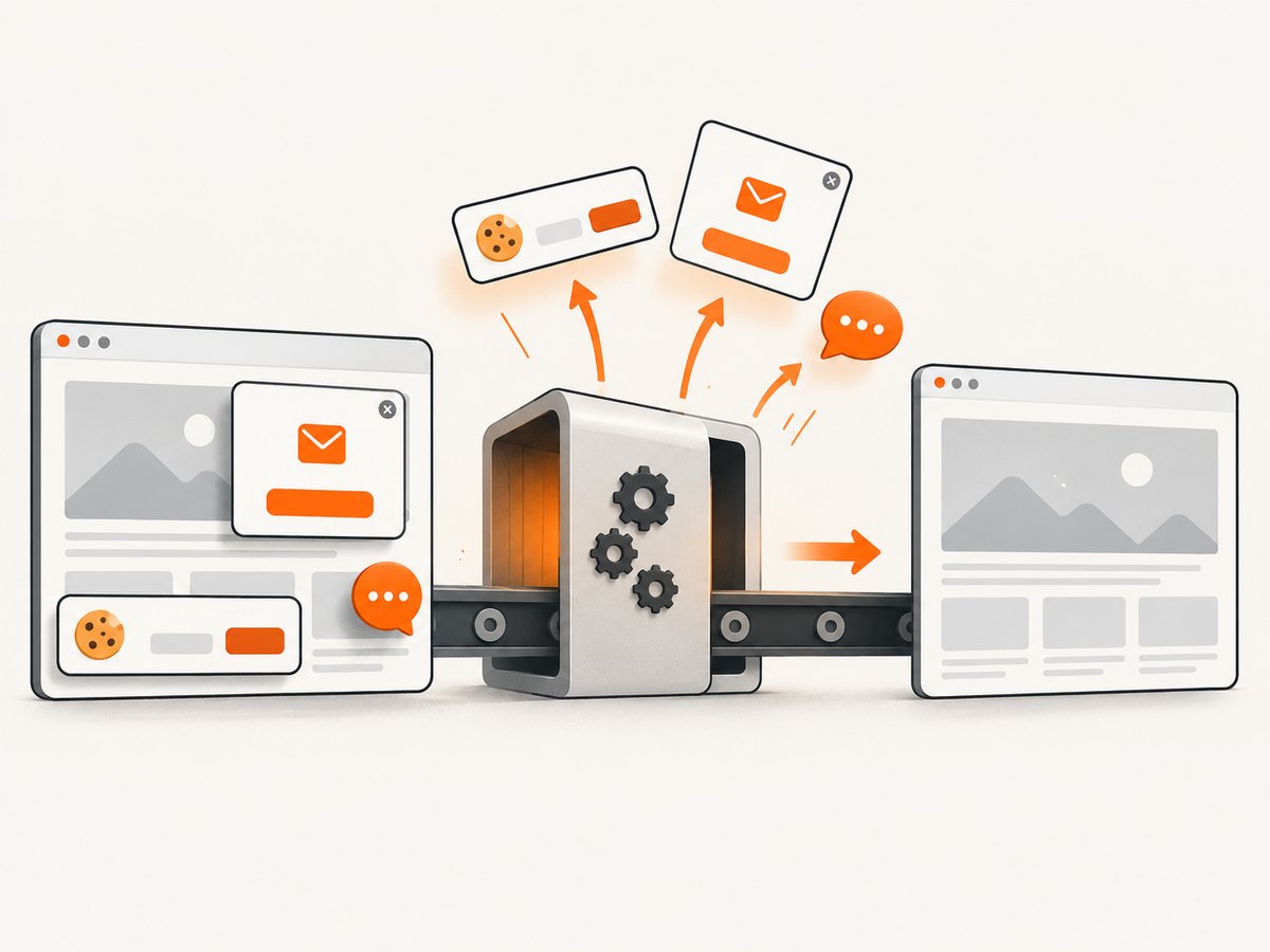 Visual capture can document the rendered page after overlays are removed.
