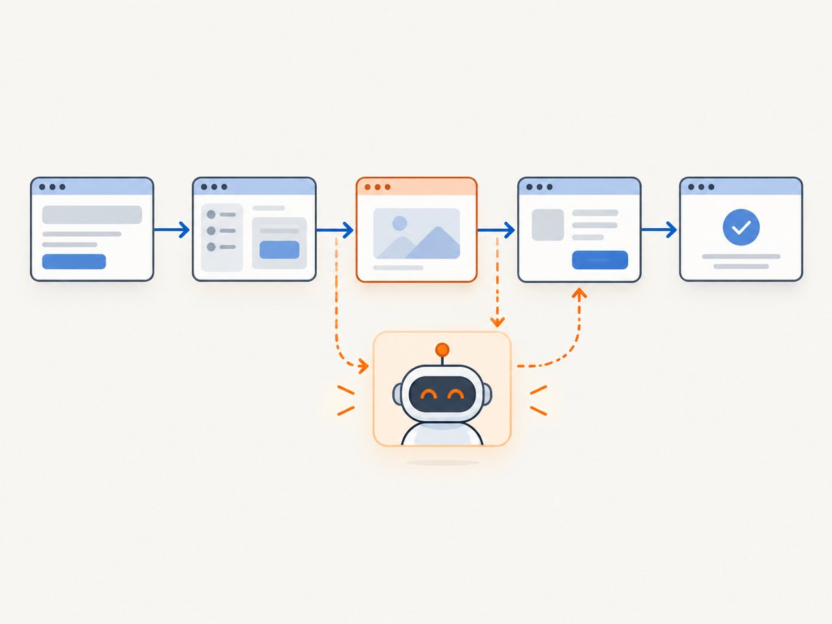 Keep stable browser steps deterministic and add agent behavior only where the page is harder to target.