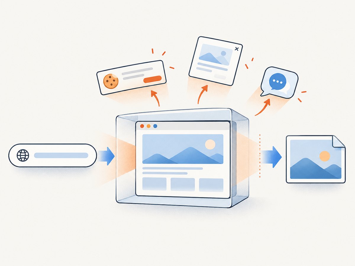 A screenshot API can handle rendering and clean-page capture without a local browser setup.