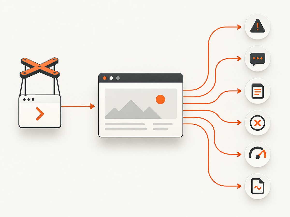 A useful Puppeteer monitor combines independent browser, network, harness, and performance signals.