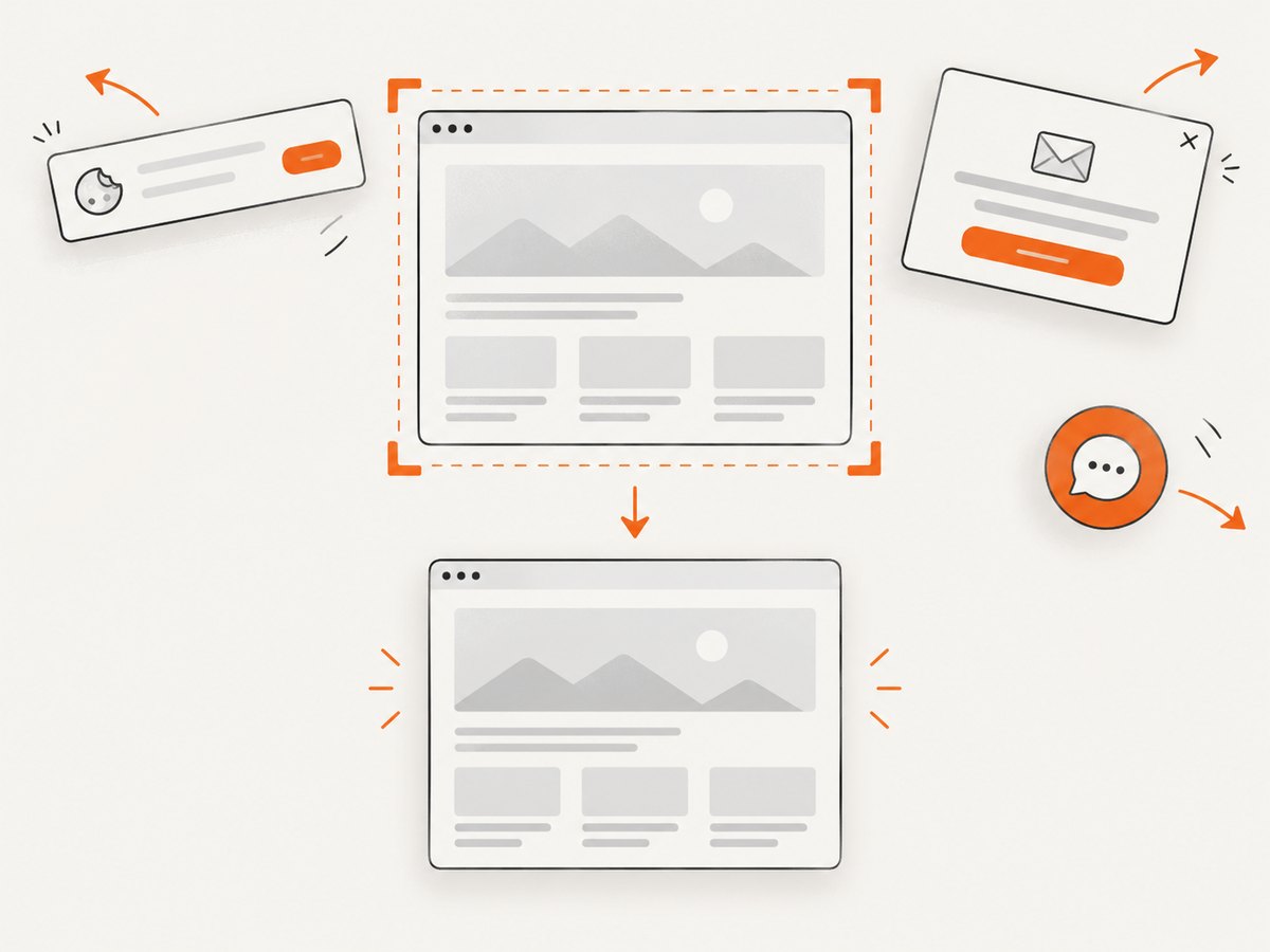 A capture flow can clear common overlays before saving a page screenshot.