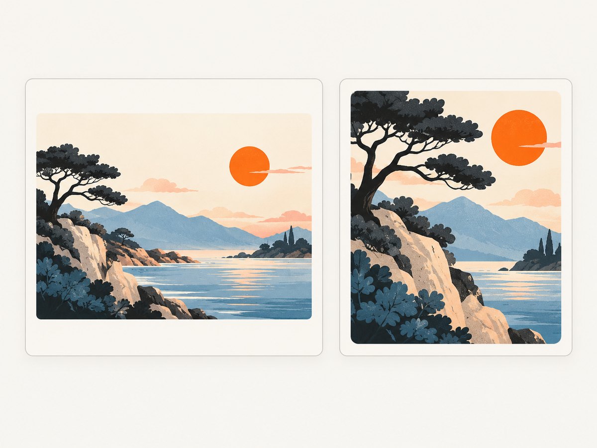 Intrinsic dimensions preserve an image ratio; fill layouts use the parent frame and an intentional fit mode.