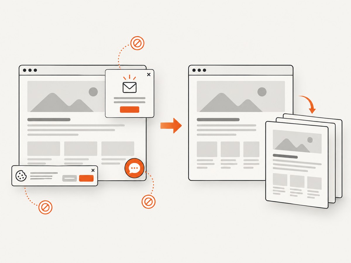A hosted capture workflow can clean common overlays before producing a PDF.