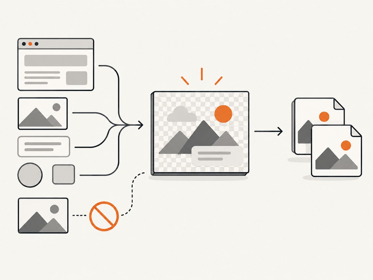 Wait for assets and fonts, then encode the finished canvas with toDataURL or toBlob.