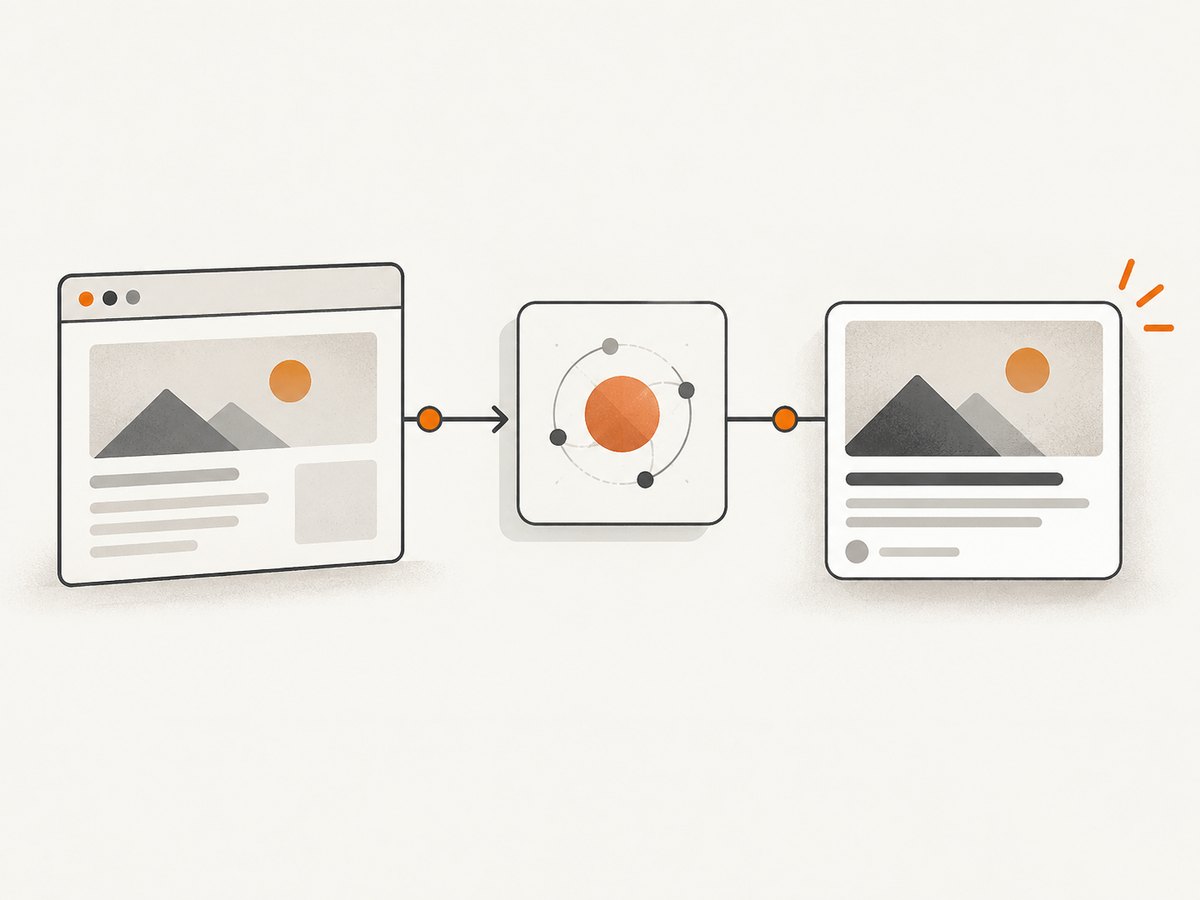 An OG generator turns page details into the metadata a crawler uses for a share preview.