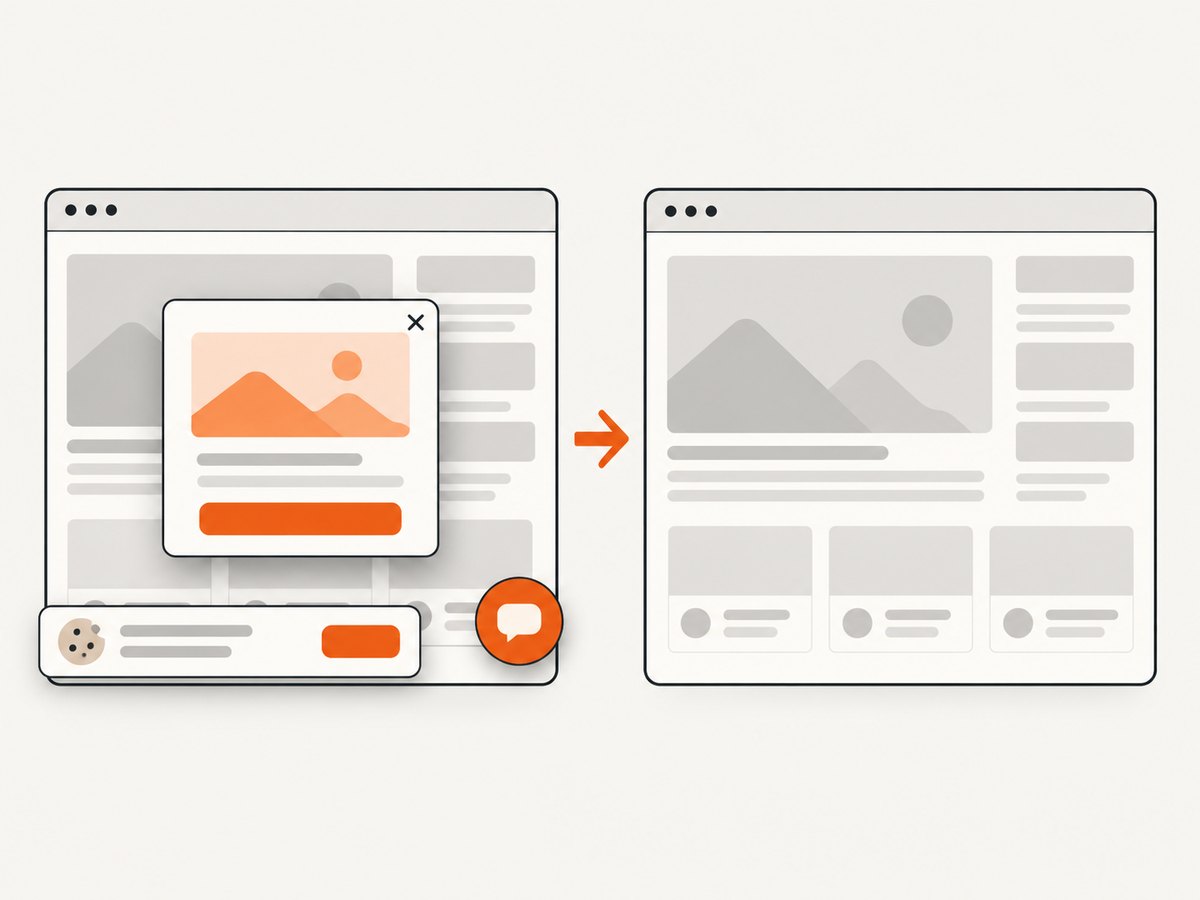 A clean capture removes common consent and overlay elements before the image is billed.