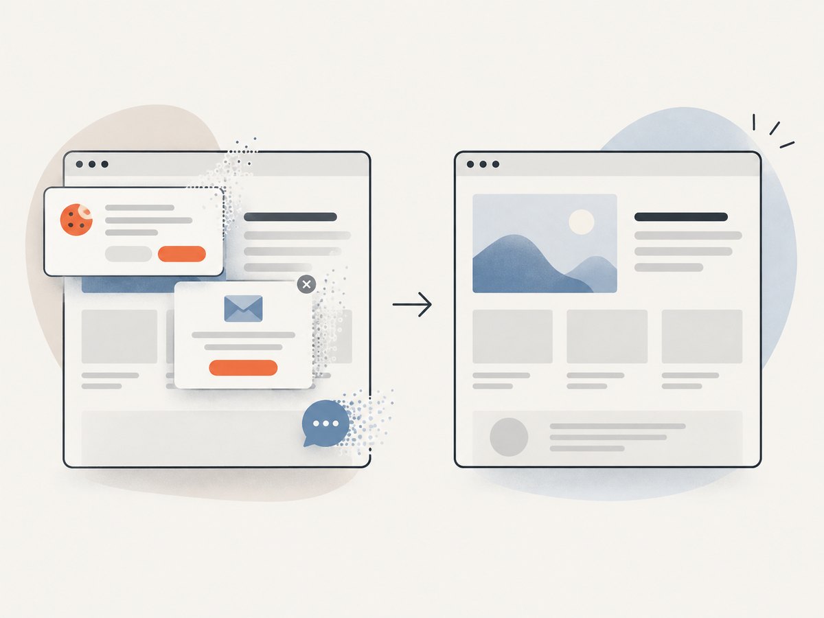 Pre-capture cleanup can remove overlays that would otherwise obscure page content.