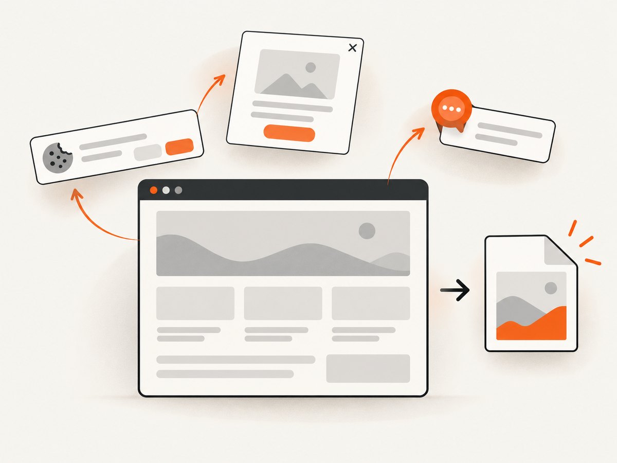 A clean screenshot capture removes common overlays before returning the page image.